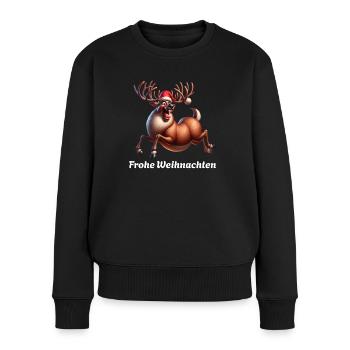 Merry Christmas Funny Reindeer - Women's Premium Organic Jumper - black - Front - Julia (174cm)