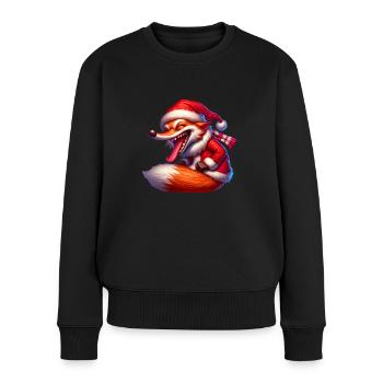 Weihnachts Fuchs Weihnachten Geschenkidee - Frauen Premium Bio Pullover - Schwarz - Vorne - Julia (174cm)