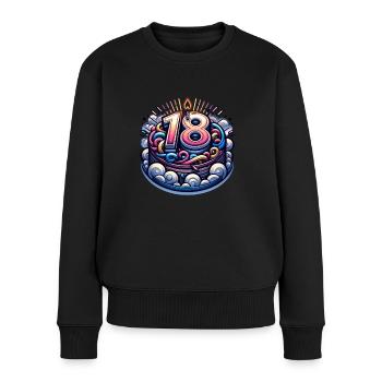 18. Geburtstagskuchen - Frauen Premium Bio Pullover - Schwarz - Vorne - Julia (174cm)