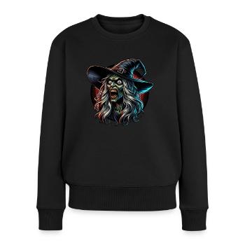 Hexe Halloween Hexe Grusel - Frauen Premium Bio Pullover - Schwarz - Vorne - Julia (174cm)