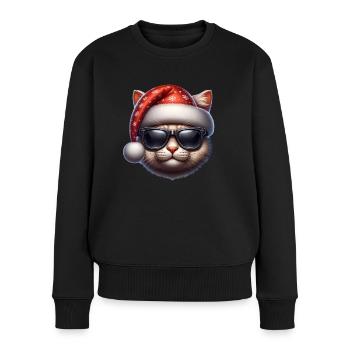 Chat de Noël - Pull Premium bio Femme - noir - Devant - Julia (174cm)