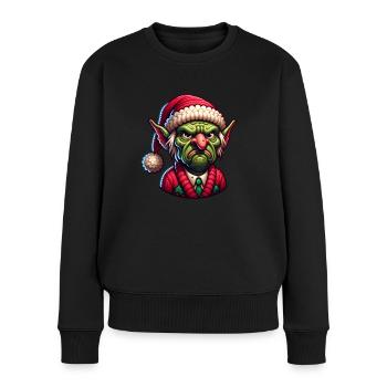 Weihnachts Gnom Elf traurig - Frauen Premium Bio Pullover - Schwarz - Vorne - Julia (174cm)