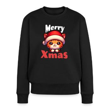 Chat de Noël - Pull Premium bio Femme - noir - Devant - Julia (174cm)