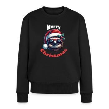 Noël paresseux Joyeux Noël - Pull Premium bio Femme - noir - Devant - Julia (174cm)