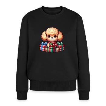 Idée de cadeau de Noël Toy Caniche Chien - Pull Premium bio Femme - noir - Devant - Julia (174cm)