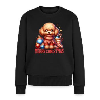 Caniche jouet Joyeux Noël - Pull Premium bio Femme - noir - Devant - Julia (174cm)
