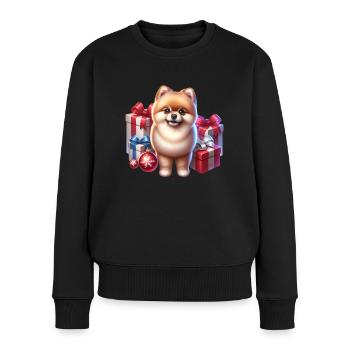 Pomeranian Hund Frauen Weihnachten Geschenkidee - Frauen Premium Bio Pullover - Schwarz - Vorne - Julia (174cm)