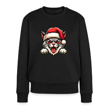 Noël laid Noël Chat Noël - Pull Premium bio Femme - noir - Devant - Julia (174cm)