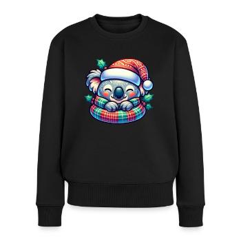 Weihnachts Koala Lustig Familie Kinder Nikolaus - Frauen Premium Bio Pullover - Schwarz - Vorne - Julia (174cm)