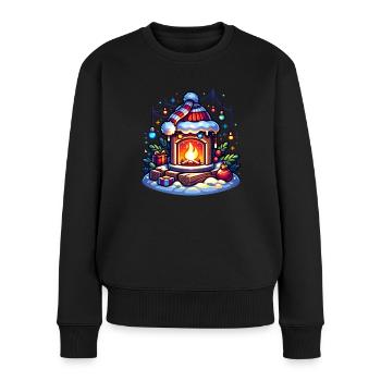 Cheminée de Noël Moche Noël - Pull Premium bio Femme - noir - Devant - Julia (174cm)