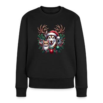 Reindeer Antlers Dog Cat - Women's Premium Organic Jumper - black - Front - Julia (174cm)