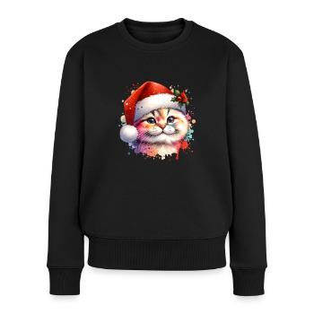 Chat de Noël - Pull Premium bio Femme - noir - Devant - Julia (174cm)