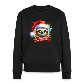 Merry Christmas funny sloth Santa Claus - Women's Premium Organic Jumper - black - Front - Julia (174cm)