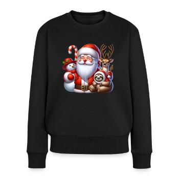 Schneemann Weihnachtsmann Faultier Rentier - Frauen Premium Bio Pullover - Schwarz - Vorne - Julia (174cm)