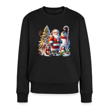 Pingouin, Paresseux, Père Noël, Arbre de Noël, Renne - Pull Premium bio Femme - noir - Devant - Julia (174cm)