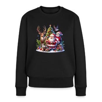 Faultier Weihnachtsmann Pinguin Rentier - Frauen Premium Bio Pullover - Schwarz - Vorne - Julia (174cm)