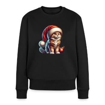 Chat de Noël - Pull Premium bio Femme - noir - Devant - Julia (174cm)