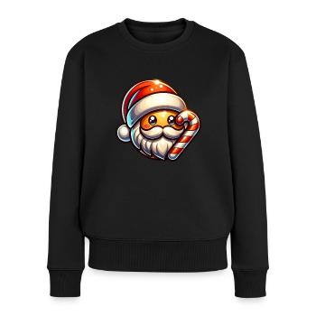 Weihnachtsmann Süß Weihnachtlich - Frauen Premium Bio Pullover - Schwarz - Vorne - Julia (174cm)