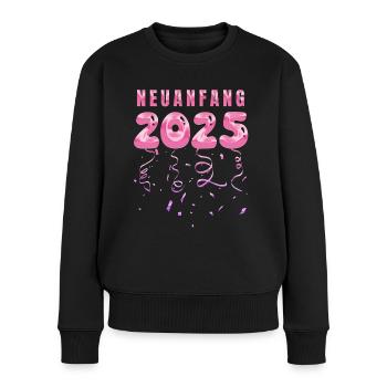 Jahreswechsel NEUANFANG 2025 Neujahr Party - Frauen Premium Bio Pullover - Schwarz - Vorne - Julia (174cm)