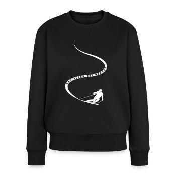 Eat Sleep Ski Repeat - Ski - Ski fahren - Frauen Premium Bio Pullover - Schwarz - Vorne - Julia (174cm)