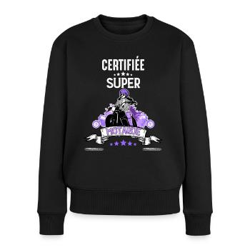 Super motarde femme cadeau moto - Pull Premium bio Femme - noir - Devant - Julia (174cm)