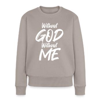 Gott christlich - Jesus - Bibel - Frauen Premium Bio Pullover - Taupe - Vorne - Julia (174cm)