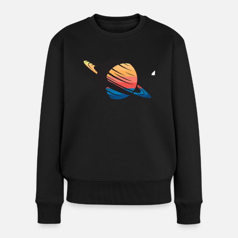 Planet Saturn Weltraum - Frauen Premium Bio Pullover - Schwarz