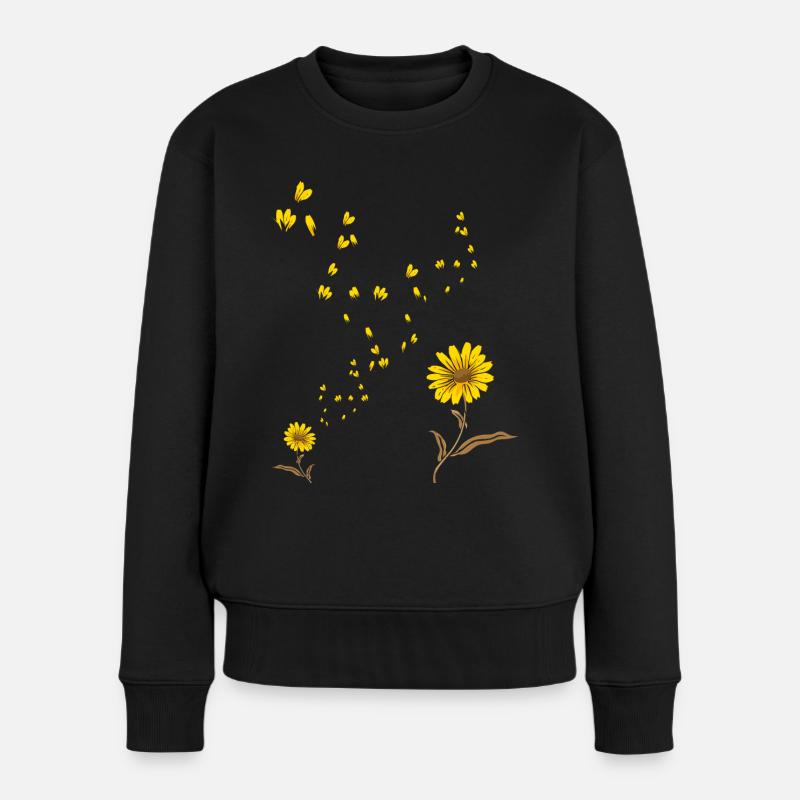 Sonnenschein Blumenblüte Sonnenblume - Frauen Premium Bio Pullover - Schwarz