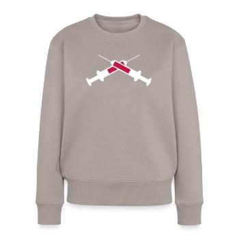 Spritze - Frauen Premium Bio Pullover - Taupe - Vorne - Julia (174cm)