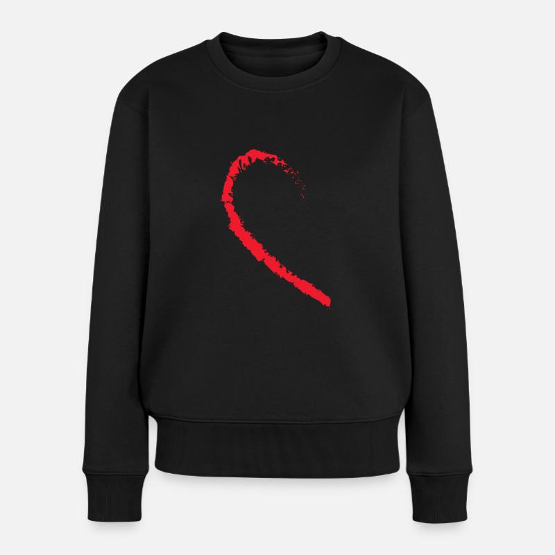 Rotes Halbes Herz - Frauen Premium Bio Pullover - Schwarz