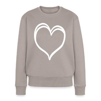 Cœur Blanc - Pull Premium bio Femme - taupe - Devant - Julia (174cm)