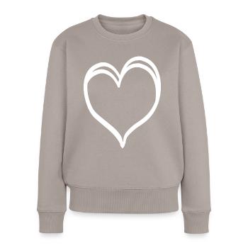 White Noble Heart - Women's Premium Organic Jumper - taupe - Front - Julia (174cm)