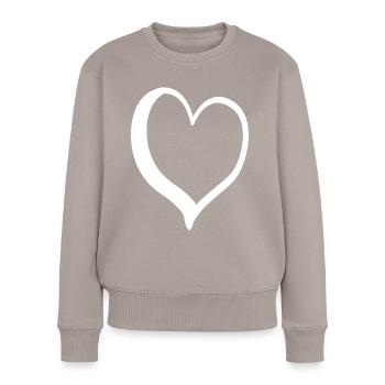 White Noble Heart - Women's Premium Organic Jumper - taupe - Front - Julia (174cm)