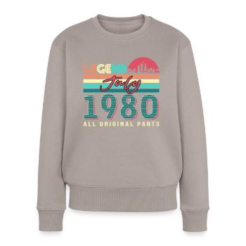 Rétro en juillet 1980 - Pull Premium bio Femme - taupe - Devant - Julia (174cm)