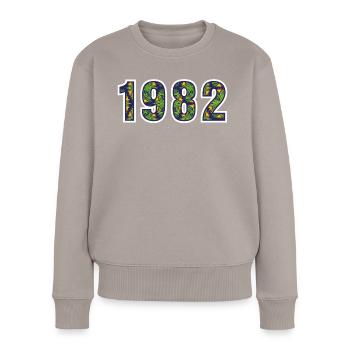 1982 - Frauen Premium Bio Pullover - Taupe - Vorne - Julia (174cm)