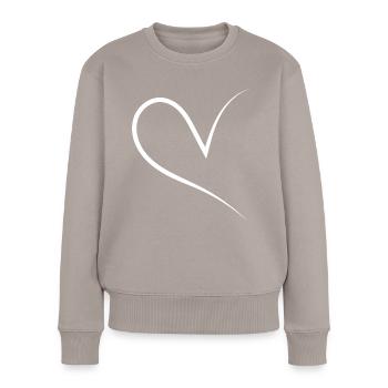 Demi-cœur blanc - Pull Premium bio Femme - taupe - Devant - Julia (174cm)