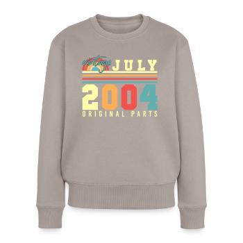 Trois points- Vert- Rouge- Jaune - Pull Premium bio Femme - taupe - Devant - Julia (174cm)