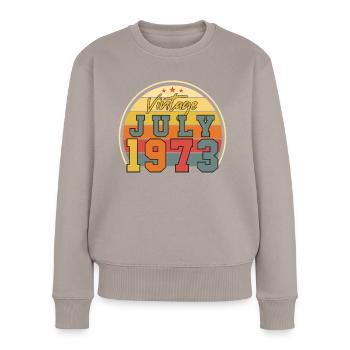 Retro Juli 1973 - Frauen Premium Bio Pullover - Taupe - Vorne - Julia (174cm)