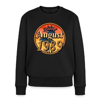 Geboren 1989 Im August - Frauen Premium Bio Pullover - Schwarz - Vorne - Julia (174cm)