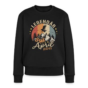 April 2011 Jahrgang geboren Vintage Geburtstag - Frauen Premium Bio Pullover - Schwarz - Vorne - Julia (174cm)
