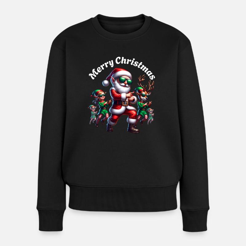 Merry Christmas Weihnachtsmann Elf Rentier - Frauen Premium Bio Pullover - Schwarz