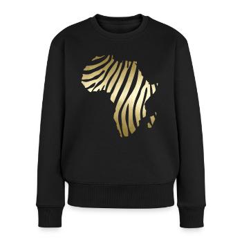 Carte Afrique Zebra Print Cool Safari Zebraprint - Pull Premium bio Femme - noir - Devant - Julia (174cm)