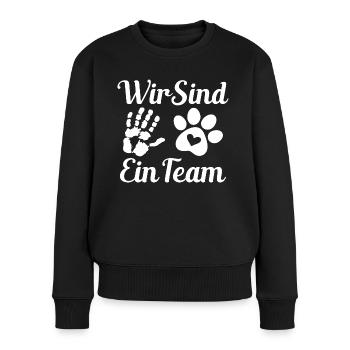 Hund wir sind ein Team Hunde Sprüche - Frauen Premium Bio Pullover - Schwarz - Vorne - Julia (174cm)