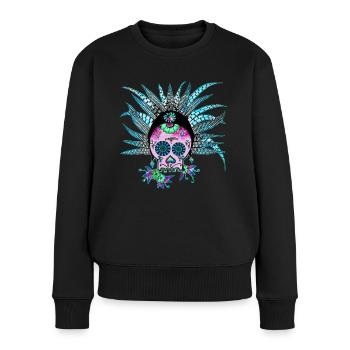 Dia de la Muerte Blue Punk - Frauen Premium Bio Pullover - Schwarz - Vorne - Julia (174cm)