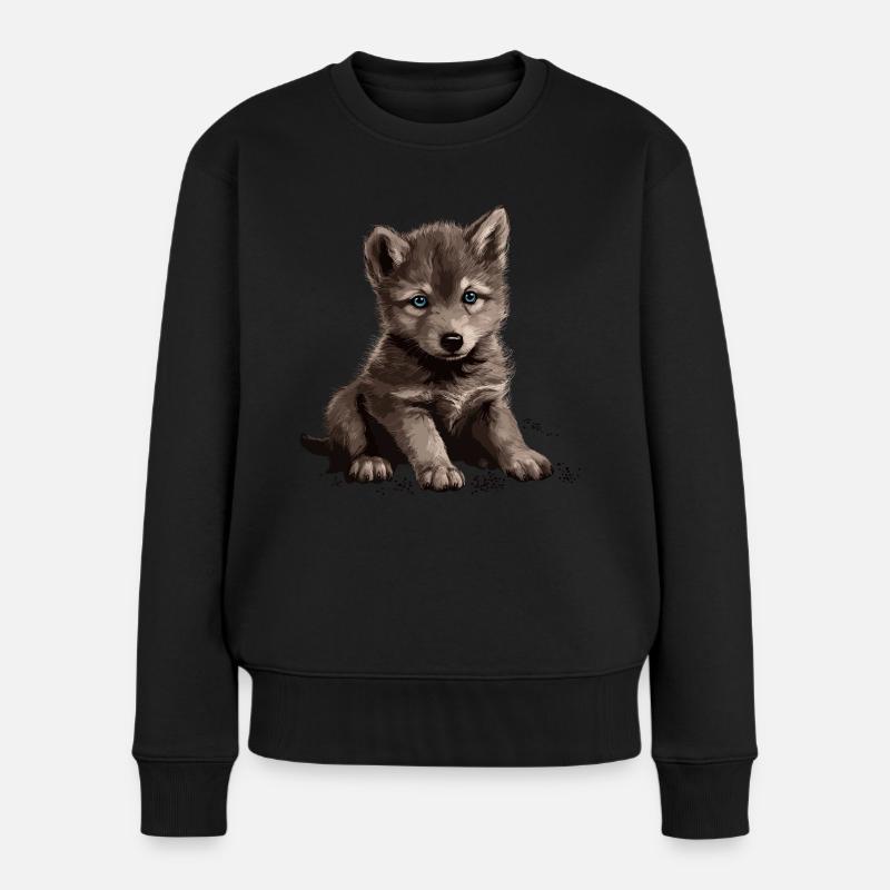 Wolf Kratzspuren Krallen Wild Wald Tier Baby Wolf - Frauen Premium Bio Pullover - Schwarz