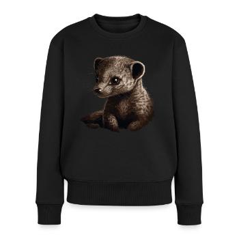 Baby Mungo Mangusten - Frauen Premium Bio Pullover - Schwarz - Vorne - Julia (174cm)