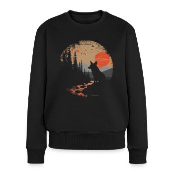 Fuchs Kopf Wald Tier Natur Bäume Baby Fuchs - Frauen Premium Bio Pullover - Schwarz - Vorne - Julia (174cm)