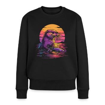 Loutre Loutre Poisson loutre - Pull Premium bio Femme - noir - Devant - Julia (174cm)