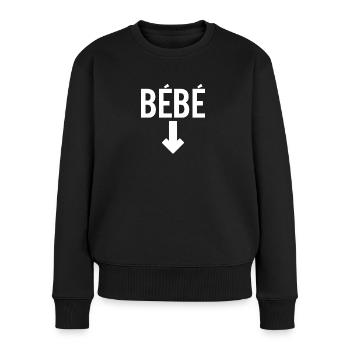 Femme enceinte flèche ventre bébé - Pull Premium bio Femme - noir - Devant - Julia (174cm)