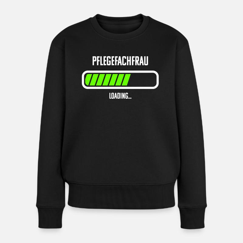 Pflegefachfrau Beruf Loading Ladebalken - Frauen Premium Bio Pullover - Schwarz